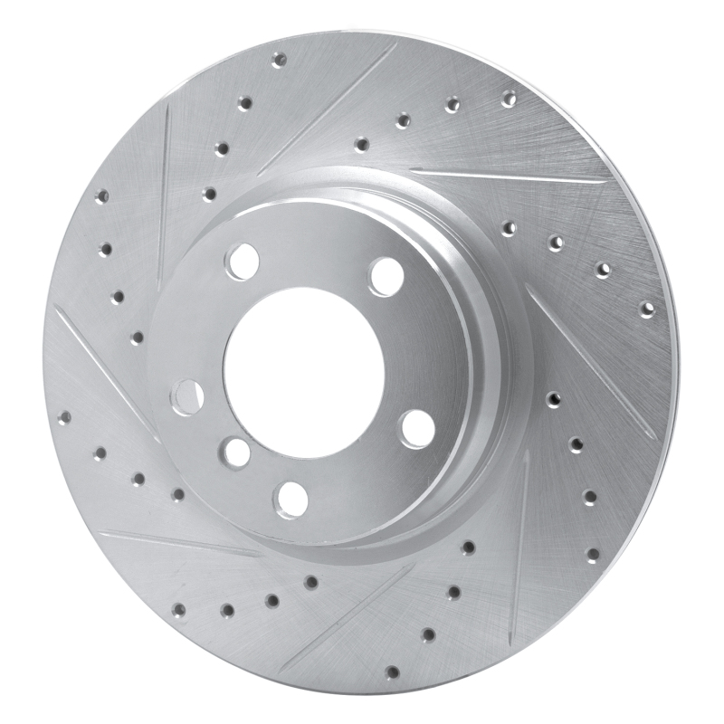 BMW 328I Brake Rotor (1) - Front Left - R1 Concepts - Drilled & Slotted - Silver - `12-`18